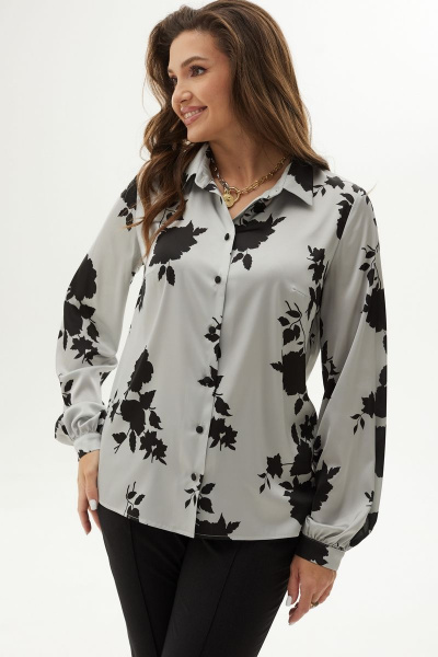 Блуза на стойке из текстиля с застежкой на пуговицы MALI 624-075 розы - фото 8