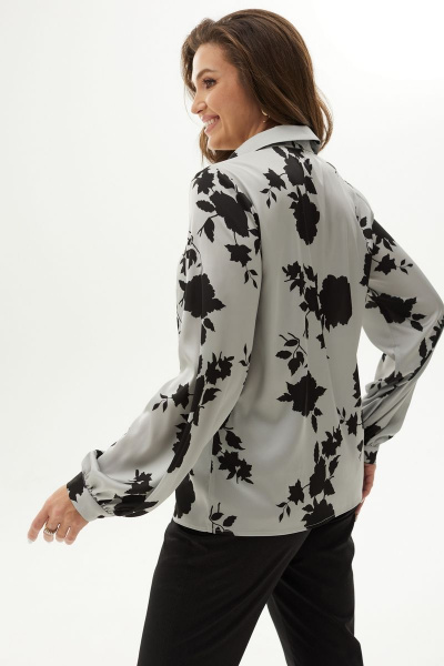 Блуза на стойке из текстиля с застежкой на пуговицы MALI 624-075 розы - фото 9