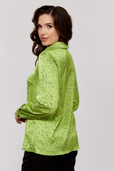 Блуза на воротнике из текстиля с застежкой на пуговицы MALI 624-075 лайм - фото 7