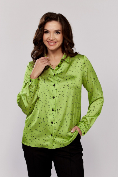 Блуза на воротнике из текстиля с застежкой на пуговицы MALI 624-075 лайм - фото 3