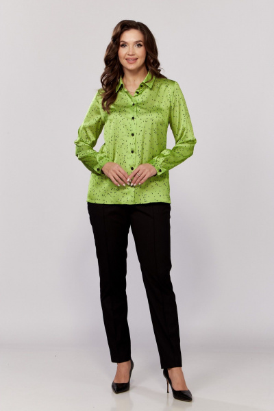 Блуза на воротнике из текстиля с застежкой на пуговицы MALI 624-075 лайм - фото 1