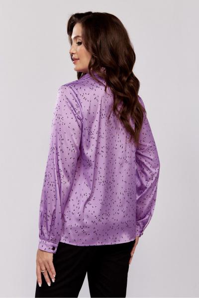 Блуза на стойке с застежкой из текстиля MALI 624-075 маджента - фото 7