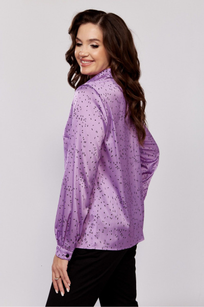 Блуза на стойке с застежкой из текстиля MALI 624-075 маджента - фото 6