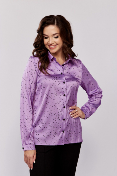 Блуза на стойке с застежкой из текстиля MALI 624-075 маджента - фото 5