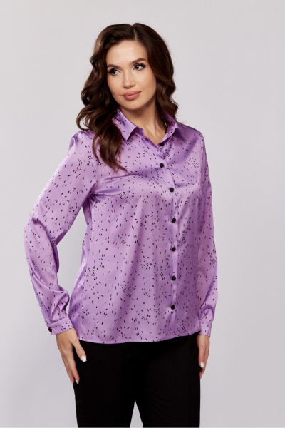 Блуза на стойке с застежкой из текстиля MALI 624-075 маджента - фото 3