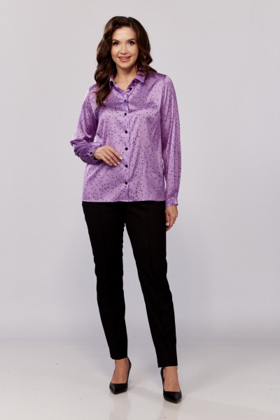 Блуза на стойке с застежкой из текстиля MALI 624-075 маджента - фото 1