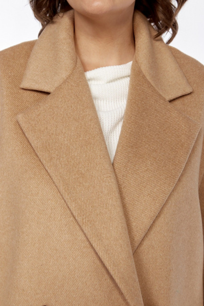 Пальто свободного кроя из пальтовой ткани с накладными карманами Диомант 1999 светлый_коричневый - фото 9