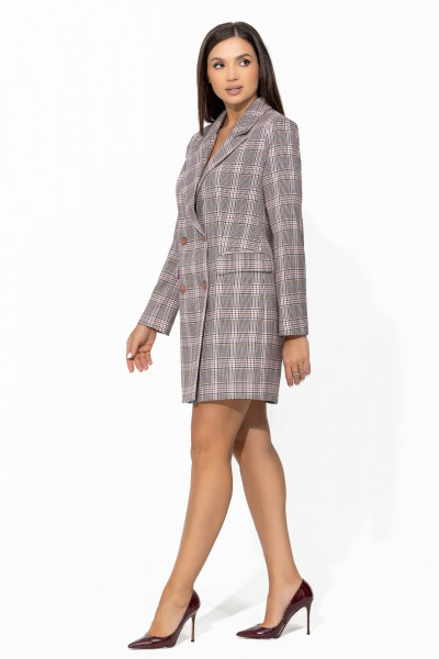 Платье-пиджак средней длины с яркой подкладкой и V-вырезом Gold Style 2654 - фото 6