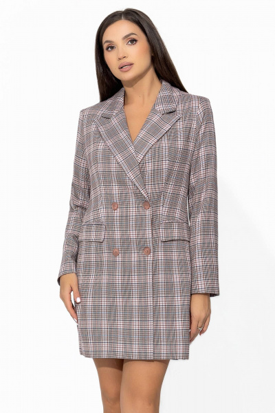 Платье-пиджак средней длины с яркой подкладкой и V-вырезом Gold Style 2654 - фото 5