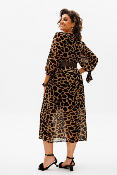 Длинное шифоновое платье с принтом и разрезами Anelli 1463 джия - фото 4