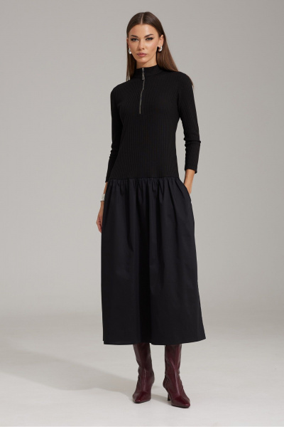 Стройное полуприлегающее платье с карманами и воротником-стойкой N.O.W. 1479 - фото 5