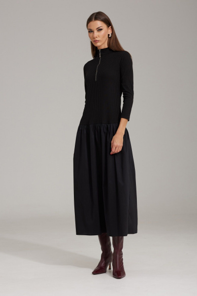 Стройное полуприлегающее платье с карманами и воротником-стойкой N.O.W. 1479 - фото 3