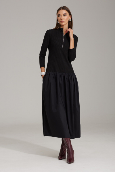 Стройное полуприлегающее платье с карманами и воротником-стойкой N.O.W. 1479 - фото 2