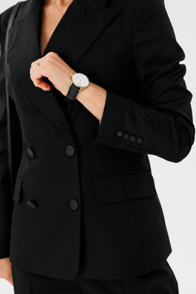 Трендовый приталенный жакет из текстиля с терморегуляцией FAMA 24034 чёрный - фото 8