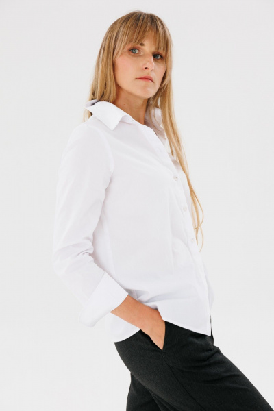 Классическая белая рубашка прямого кроя для повседневной носки FAMA 24042-1 белый - фото 7