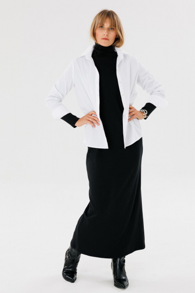 Классическая белая рубашка прямого кроя для повседневной носки FAMA 24042-1 белый - фото 6