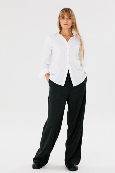 Классическая белая рубашка прямого кроя для повседневной носки FAMA 24042-1 белый - фото 1