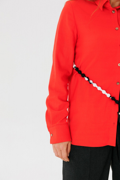 Красная рубашка прямого кроя из текстиля для делового стиля FAMA 24042-2 красный - фото 2