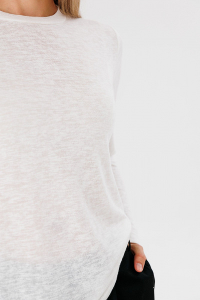Унисекс лонгслив прямого кроя с длинными рукавами из трикотажа FAMA 24050 молочный - фото 3