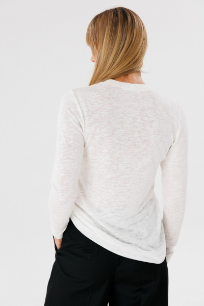 Унисекс лонгслив прямого кроя с длинными рукавами из трикотажа FAMA 24050 молочный - фото 4