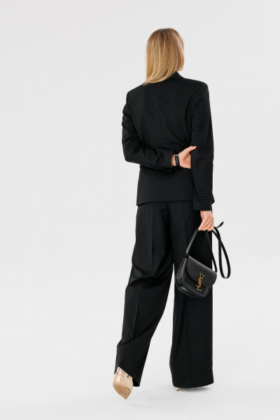 Деловой костюм 2-ка из поливискозы: жакет и брюки для работы FAMA 24052 чёрный - фото 10
