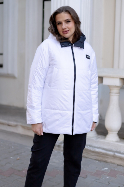 Демисезонная утепленная куртка с капюшоном Andina city 7009-24 черный/белый - фото 8