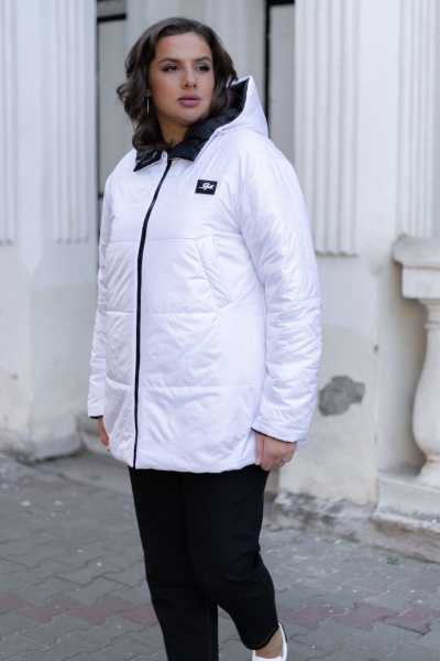 Демисезонная утепленная куртка с капюшоном Andina city 7009-24 черный/белый - фото 6