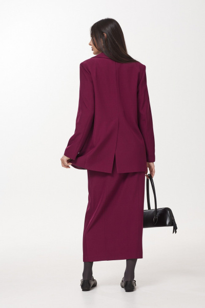Трехпредметный костюм с юбкой, жакетом и футболкой из вискозы и хлопка Твой имидж 1975 винный - фото 2