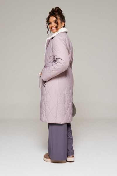 Зимнее стеганое пальто с капюшоном и прорезными карманами Beautiful&Free 6241 бежевый - фото 7