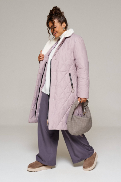 Зимнее стеганое пальто с капюшоном и прорезными карманами Beautiful&Free 6241 бежевый - фото 6