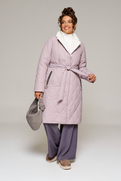 Зимнее стеганое пальто с капюшоном и прорезными карманами Beautiful&Free 6241 бежевый - фото 1