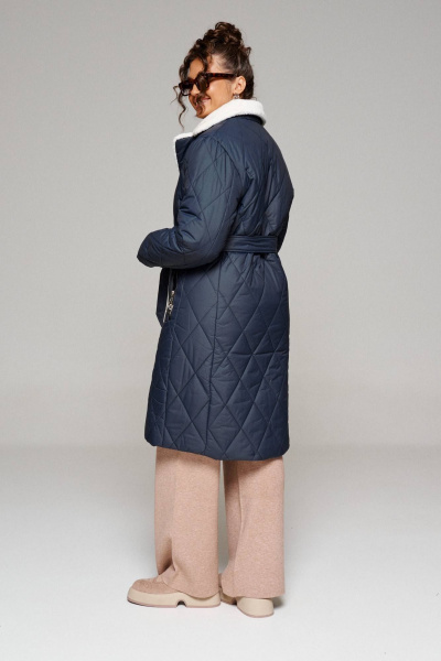 Пальто зимнее прямого силуэта из плащёвой ткани Beautiful&Free 6241 глубокий_синий - фото 9