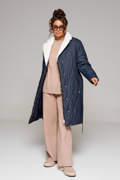 Пальто зимнее прямого силуэта из плащёвой ткани Beautiful&Free 6241 глубокий_синий - фото 8