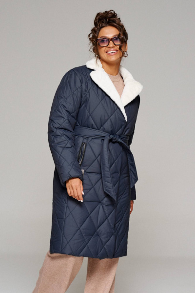 Пальто зимнее прямого силуэта из плащёвой ткани Beautiful&Free 6241 глубокий_синий - фото 3