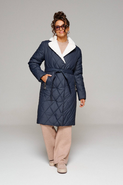 Пальто зимнее прямого силуэта из плащёвой ткани Beautiful&Free 6241 глубокий_синий - фото 1