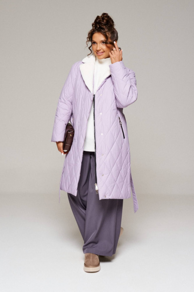 Пальто зимнее прямого силуэта из плащёвой ткани Beautiful&Free 6241 лаванда - фото 7