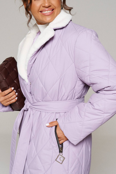 Пальто зимнее прямого силуэта из плащёвой ткани Beautiful&Free 6241 лаванда - фото 6