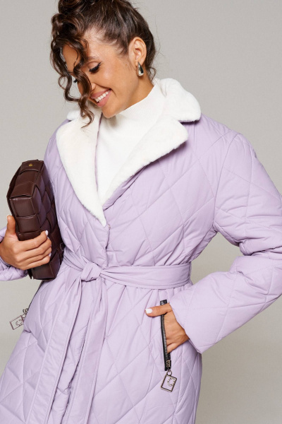 Пальто зимнее прямого силуэта из плащёвой ткани Beautiful&Free 6241 лаванда - фото 5