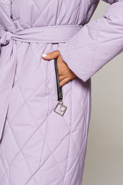Пальто зимнее прямого силуэта из плащёвой ткани Beautiful&Free 6241 лаванда - фото 4