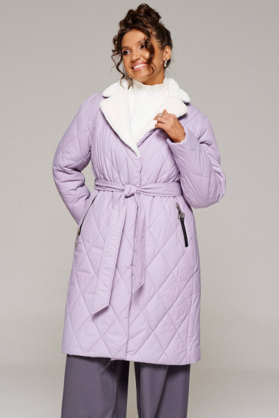 Пальто зимнее прямого силуэта из плащёвой ткани Beautiful&Free 6241 лаванда - фото 1