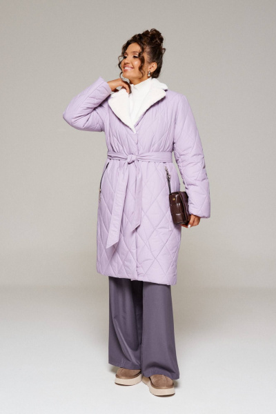 Пальто зимнее прямого силуэта из плащёвой ткани Beautiful&Free 6241 лаванда - фото 3