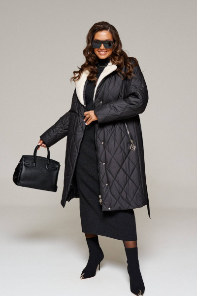 Пальто зимнее прямого силуэта из плащёвой ткани Beautiful&Free 6241 черный - фото 8
