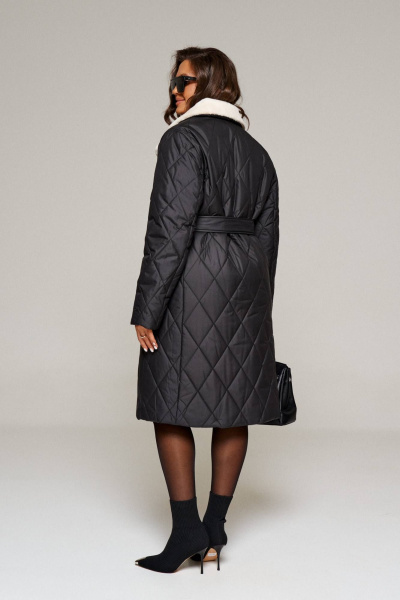 Пальто зимнее прямого силуэта из плащёвой ткани Beautiful&Free 6241 черный - фото 7