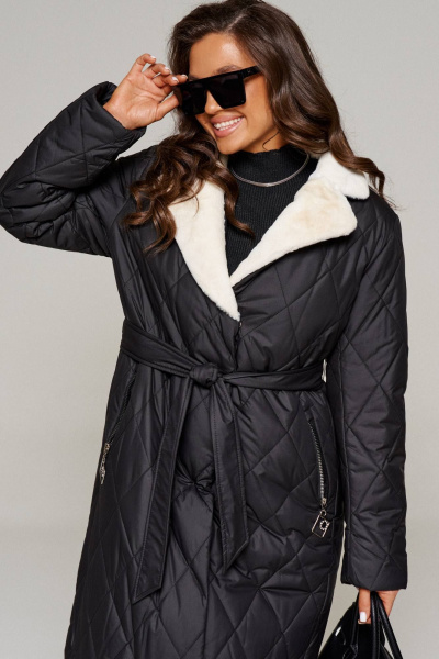 Пальто зимнее прямого силуэта из плащёвой ткани Beautiful&Free 6241 черный - фото 3