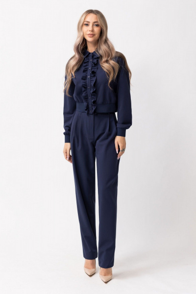 Блуза и брюки стильное сочетание из текстиля Golden Valley 6618 темно-синий - фото 1