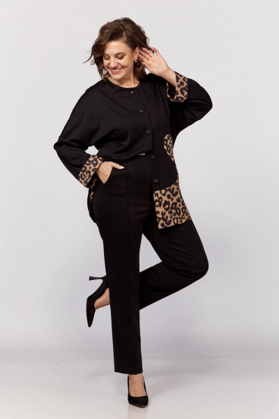 Комплект из жакета и брюк из трикотажа, свободный крой, демисезон Koketka i K 1205 - фото 7