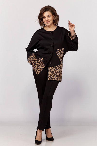 Комплект из жакета и брюк из трикотажа, свободный крой, демисезон Koketka i K 1205 - фото 6