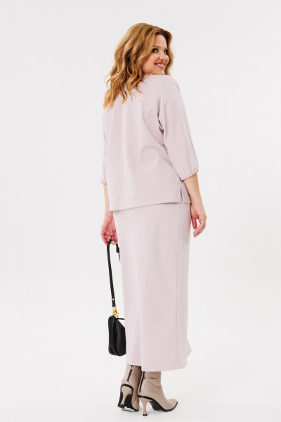 Трикотажный костюм с юбкой и джемпером, в стиле классика, демисезон Michel chic 1399 розовый - фото 5