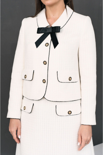 Деловой костюм из текстиля, жакет с бантом и юбка, демисезонный Lissana 4968 - фото 9