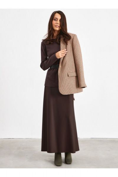 Юбка А-образного силуэта из вискозы в коричневом цвете ATTIKA A3037 - фото 1